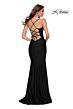 La Femme 29785 Lace-Up Back V-Neck Dress
