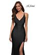 La Femme 29785 Lace-Up Back V-Neck Dress