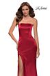La Femme 29807 High Slit Strapless Satin Dress