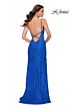 La Femme 29842 Lace High Slit Strappy Back Dress