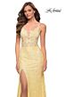 La Femme 29842 Lace High Slit Strappy Back Dress