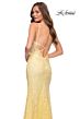 La Femme 29842 Lace High Slit Strappy Back Dress