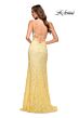 La Femme 29842 Lace High Slit Strappy Back Dress