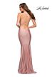 La Femme 29848 Surplice Bodice Lace-Up Dress