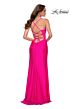La Femme 29870 Strappy Lace-Up Ruched Surplice Dress