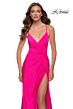 La Femme 29870 Strappy Lace-Up Ruched Surplice Dress