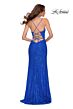 La Femme 29939 Scalloped Slit Lace-Up Back Dress