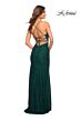 La Femme 29939 Scalloped Slit Lace-Up Back Dress