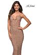 La Femme 29949 Draped Cowl Long Sparkle Jersey Dress
