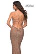 La Femme 29949 Draped Cowl Long Sparkle Jersey Dress