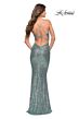 La Femme 29949 Draped Cowl Long Sparkle Jersey Dress