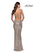 La Femme 29949 Draped Cowl Long Sparkle Jersey Dress