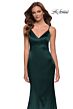 La Femme 29960 Spaghetti Strap V-Neck Satin Dress
