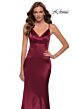 La Femme 29960 Spaghetti Strap V-Neck Satin Dress