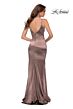 La Femme 29960 Spaghetti Strap V-Neck Satin Dress