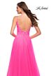 La Femme 29964 Lace Top Plunging Neck Bare Back Dress