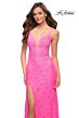 La Femme 29987 Strappy Back High Slit Dress