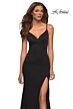La Femme 30072 A-Line Low V Back Side Slit Jersey Dress