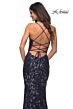 La Femme 30150 Sweetheart Neckline Lace-Up Sequin Dress
