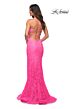 La Femme 30171 Stretch Lace Rhinestone Detail Dress