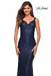 La Femme 30187 Stretch Sequin Sweetheart Neckline Low V-Back Dress