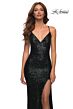 La Femme 30287 Sequin V-Neckline Crisscross Back Dress