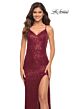 La Femme 30287 Sequin V-Neckline Crisscross Back Dress
