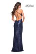 La Femme 30287 Sequin V-Neckline Crisscross Back Dress