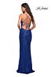 La Femme 30290 Sequin Faux-Wrap Lace-Up Back Dress
