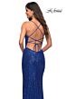 La Femme 30290 Sequin Faux-Wrap Lace-Up Back Dress