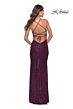La Femme 30290 Sequin Faux-Wrap Lace-Up Back Dress