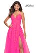 La Femme 30303 Floral Appliques Lace-Up Back Dress