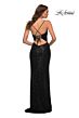 La Femme 30305 Sequin Surplice Ruched Strappy Lace-Up Dress