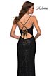 La Femme 30305 Sequin Surplice Ruched Strappy Lace-Up Dress