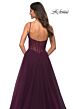 La Femme 30334 Ruched Illusion Corset High Slit Dress