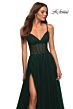 La Femme 30334 Ruched Illusion Corset High Slit Dress