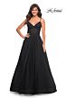 La Femme 30334 Ruched Illusion Corset High Slit Dress