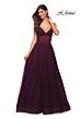 La Femme 30334 Ruched Illusion Corset High Slit Dress