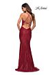La Femme 30362 Faux-Wrap Ruched Surplice Neckline Sequin Dress