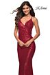 La Femme 30362 Faux-Wrap Ruched Surplice Neckline Sequin Dress
