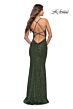 La Femme 30362 Faux-Wrap Ruched Surplice Neckline Sequin Dress