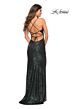 La Femme 30374 Sequin Ruched Surplice Bodice Lace-Up Back Dress