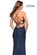 La Femme 30374 Sequin Ruched Surplice Bodice Lace-Up Back Dress