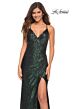 La Femme 30374 Sequin Ruched Surplice Bodice Lace-Up Back Dress