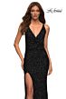 La Femme 30376 Cowl Neckline Criss Cross Back Dress