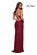 La Femme 30388 Stretch Sequin Deep V Lace-Up Dress