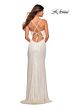 La Femme 30388 Stretch Sequin Deep V Lace-Up Dress