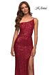 La Femme 30391 One-Shoulder Sequin Column Dress