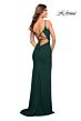 La Femme 30393 Ruched Surplice Bodice Lace-Up Back Dress