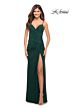 La Femme 30393 Ruched Surplice Bodice Lace-Up Back Dress